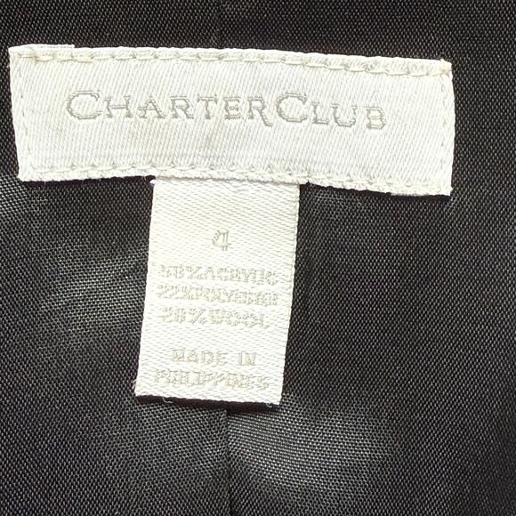Charter Club Wool Blend‎ Plaid Tweed Coat Black White Button Front, Size 4 - Picture 3 of 9